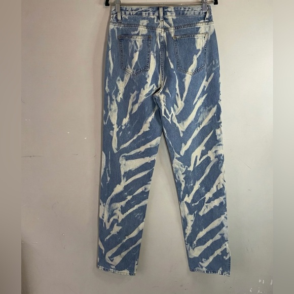 Lioness "Alabama" High Rise Jeans Tie Dye Bleach Wash Split Hem Straight Leg S - Picture 5 of 11